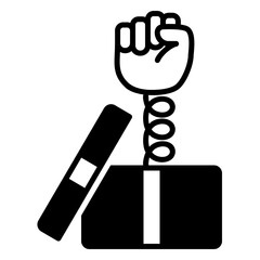 Gift box icon with boxing gloves for pranking