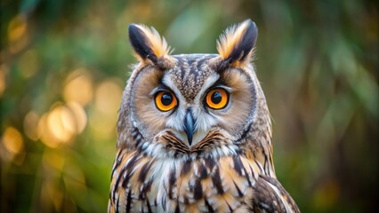 Fototapeta premium Close up of a Long eared owl in its natural European environment, long eared owl, wildlife, Asio otus, Europe, bird