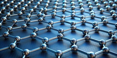 Close-up view of graphene sheet with one-atom-thick layer of carbon atoms arranged in hexagonal lattice, graphene