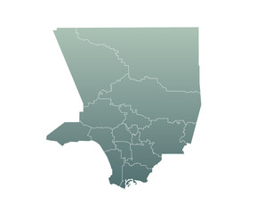Colored Los Angeles County administrative map. regions map of Los Angeles, blank Map, empty map of Los Angeles