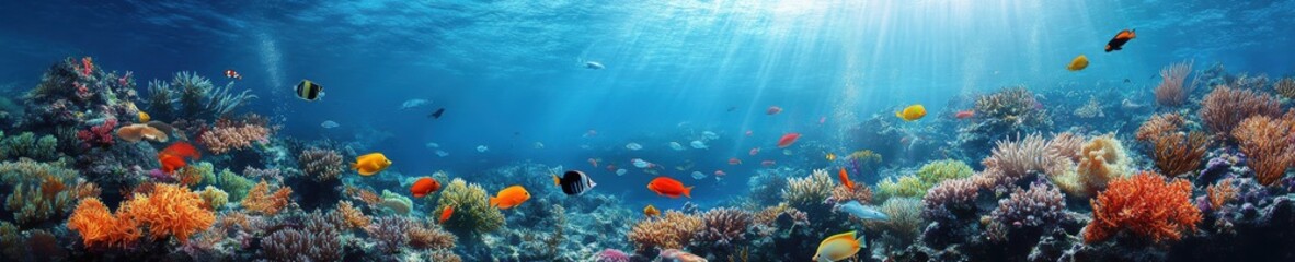 Vibrant Underwater Reef Scene with Colorful Fish