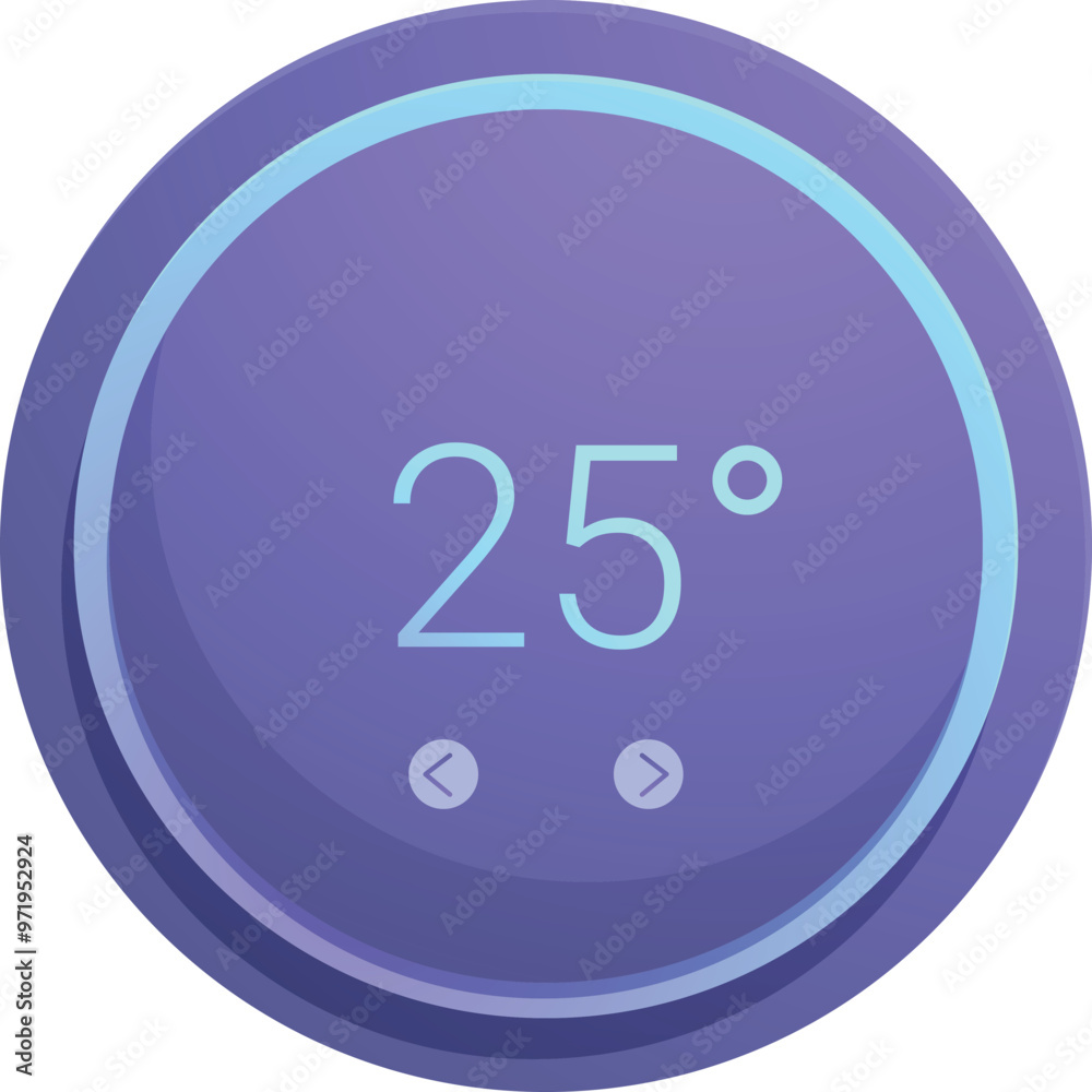 Poster round thermostat showing temperature in celsius displaying twenty five degrees with up and down arro