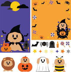 Dog Halloween clip art, Halloween dog illustrations, Spooky dog art, Dog in costume, Halloween pet clip art set