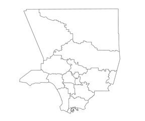 High detailed illustration map - outline Los Angeles County Map