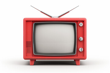 A vintage red television set with antennas, showcasing classic design that evokes nostalgia and...