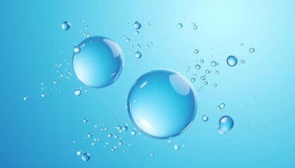  Effervescent bubbles floating on a blue surface