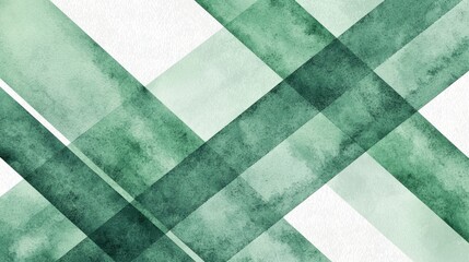 Monochrome green abstract, bold geometric lines with textured background, Watercolor style