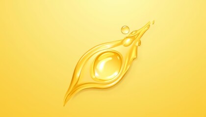  Golden liquid droplets on a yellow background