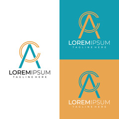 letter symbol AC or CA line art abstract modern logo	
