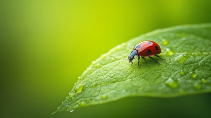 ladybug on leaf macro photo