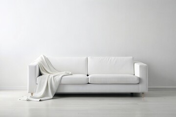 White couch with blanket