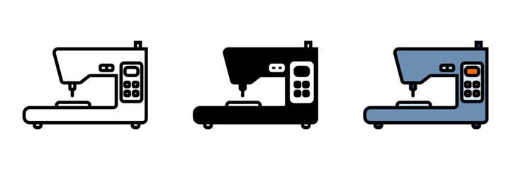 Embroidery Machine Icon, A specialized sewing machine designed to create intricate patterns and designs on fabric, enhancing garments and textiles.