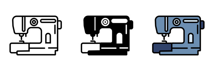 Sewing Machine Icon, A machine used for stitching fabric together, speeding up the process of making clothing, crafts, or textiles.