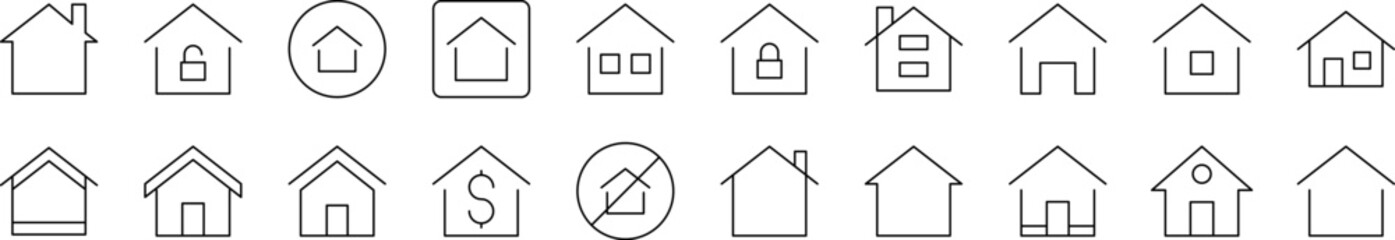 Simple Linear Icon of House. Editable Stroke. Minimalistic Linear Pictogram for Design of Cards, Apps, Banners, Posts