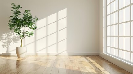 Peaceful Room with a Potted Plant in Solitude