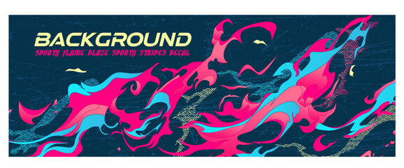 flame fire volcano lava pink sakura Asia Japan illustration anime style banner sporty background decal wrap livery