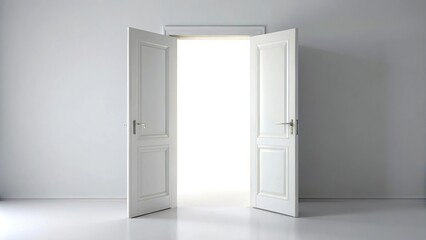 white open double door with a white background