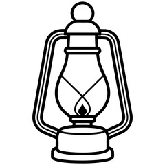 Obraz premium Kerosene lamp line art VECTOR