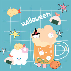 set Halloween, Various types of Halloween ice cream, rice, cake, flower, Halloween vector, happy ghost, autumn 