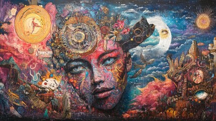 A collaborative art project where artists from various cultures are contributing to a single masterpiece