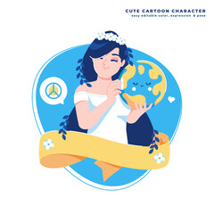 mother earth concept girl character illustration