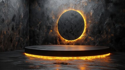 abstract minimal black an gol backgroun with empty podium classy showcase for product presentation