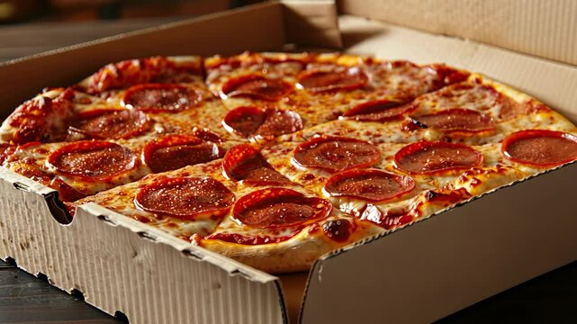 Delicious pepperoni pizza served fresh from the oven in a cozy pizzeria on a Friday evening