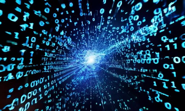binary number blue LED tunnel