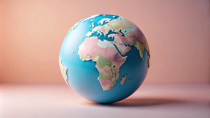 Wide-angle pastel pink and blue earth globe