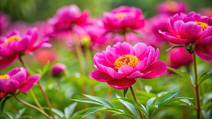 Fototapeta premium Wild thin leaved peony Paeonia tenuifolia in garden with selective focus