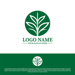 green leaf abstract logo