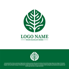 green leaf abstract logo