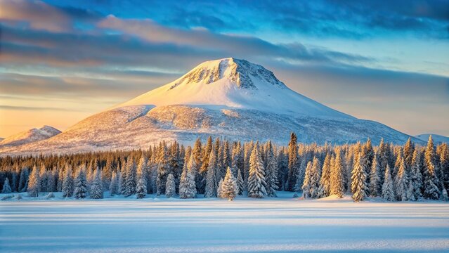 Winter landscape of Sortavala Republic of Karelia featuring an extreme close-up of Mount Paaso
