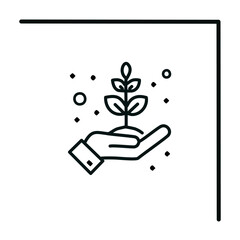 Plant in hand line style icon editable outline