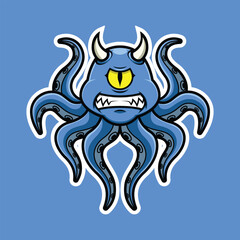monster mascot vector illustration, sea monster mascot
