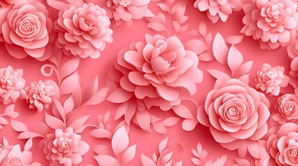 Fototapeta premium Blush pink and cream swirling floral patterns, seamless design, baroque-inspired elegance, pastel tones, digital illustration, high contrast.