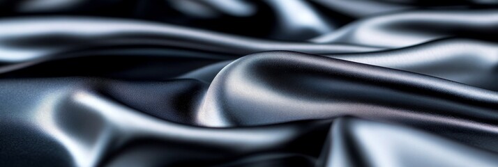 Obraz premium A close-up shot of a silver silk fabric draped in soft folds, creating a luxurious and elegant background. The fabric's smooth texture and subtle shimmer suggest a sense of opulence and sophistication