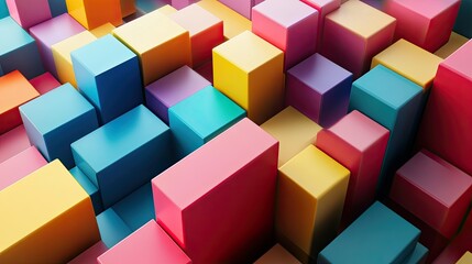 Obraz premium 3D layers illustrating business costs in colorful blocks, top view, with copy space.