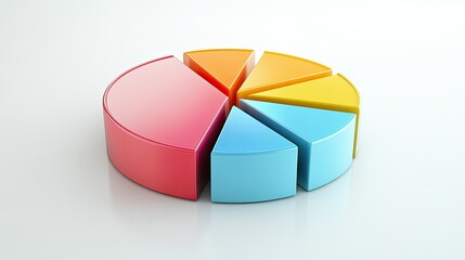 Obraz premium 3D pie chart illustrating business cost distribution, on a white surface, copy space.
