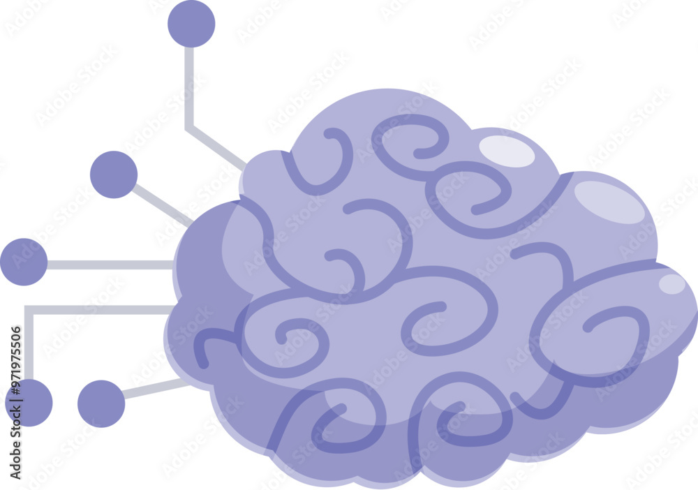 Poster artificial intelligence brain connecting data system, neural network digital mind generating ideas
