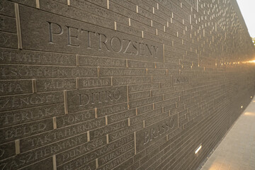 closeup of the trianon memorial of Budapest near Kossuth square