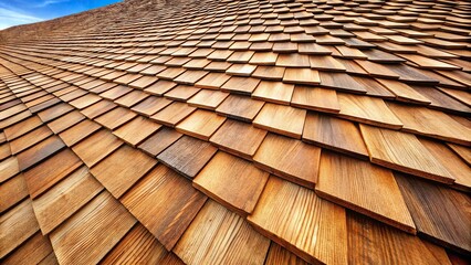 Wooden shingles on concave roof layout