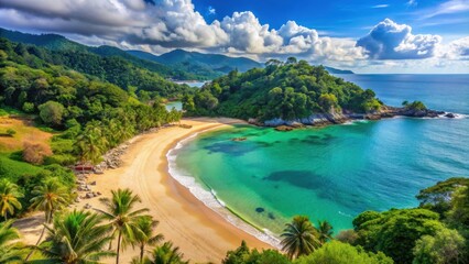 Scenic view of Laem Singh Beach in Phuket, Thailand, tropical, beach, coastline, paradise, turquoise water