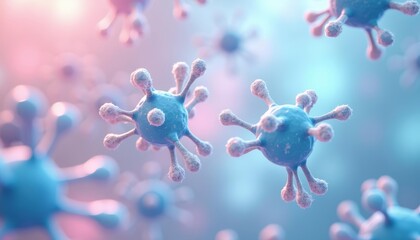  Viral particles in a digital illustration