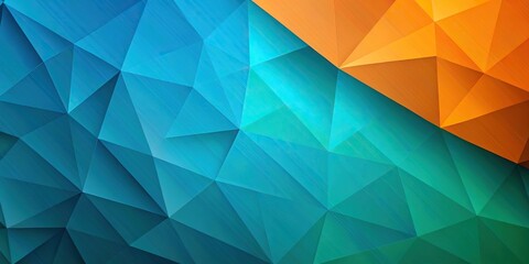 Fototapeta premium Worm's eye view background with geometric shapes in teal blue green and orange modern background