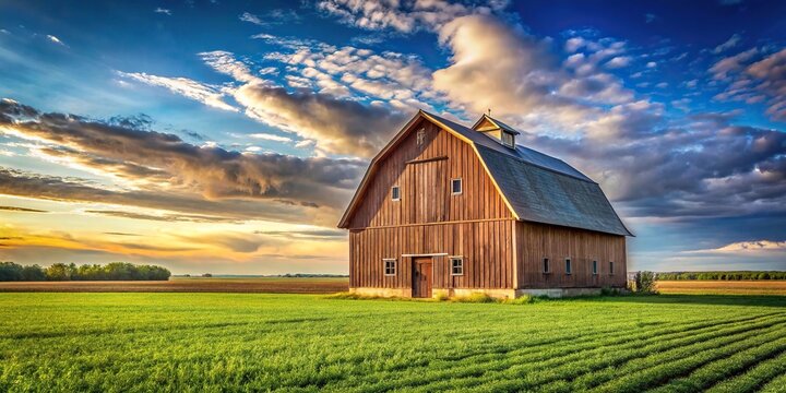 Worm's Eye View background Barn with a large field in front cool wallpaper