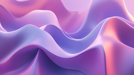 Flowing 3D shapes seamlessly blending with rhythmic wave patterns, soothing tones, dynamic dimensions with calming rhythms, abstract art for peaceful environment