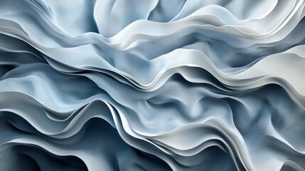 Fototapeta premium Flowing 3D shapes seamlessly blending with rhythmic wave patterns, soothing tones, dynamic dimensions with calming rhythms, abstract art for peaceful environment