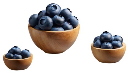 bowl of blueberries isolated on white background