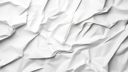 Obraz premium A high-resolution photograph of a crumpled white paper surface, showcasing its abstract texture and folds. The image evokes a sense of chaos, imperfection, and the beauty of natural forms. It can be u